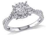 Diamond Halo Engagement Ring 1/2 Carat (ctw) in 10K White Gold