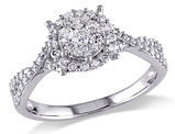 1/2 Carat (ctw) Diamond Halo Engagement Ring in 10K White Gold
