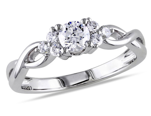 1/2 Carat (ctw Color G-H Clarity I1-I2) Infinity Diamond Engagement Ring in 14K White Gold