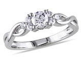 1/2 Carat (ctw Color G-H Clarity I1-I2) Infinity Diamond Engagement Ring in 14K White Gold