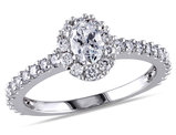 1.00 Carat (ctw G-H, I1-I2) Oval Diamond Engagement Ring in 14K White Gold