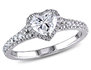 1.00 Carat (ctw G-H, I1-I2) Diamond Engagement Heart Ring in 14K White Gold