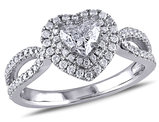 1.00 Carat (ctw G-H, SI2-I1) Heart Diamond Engagement Ring in 14K White Gold