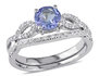 Tanzanite 1 Carat (ctw) Infinity Engagement Ring and Bridal Wedding Set 10K White Gold