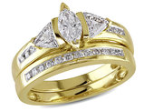 Marquise-Cut Diamond Engagement Ring & Wedding Band 1.0 Carat (ctw I2-I3, H-I) in 14K Yellow Gold