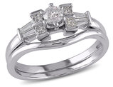 1/2 Carat (ctw H-I , I2-I3) Diamond Engagement Ring & Wedding Band Set in 10K White Gold