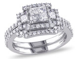 Princess Cut Diamond Engagement Ring & Wedding Band Set 1.20 Carat (ctw Color H-I Clarity I2-I3) in 14K White Gold