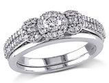Diamond Engagement Ring and Wedding Band Set 1/2 Carat (ctw Color H-I Clarity I2-I3) in 10K White Gold