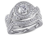 1.00 Carat (ctw H-I, I2-I3) Diamond Engagement Ring & Wedding Band Set 14K White Gold
