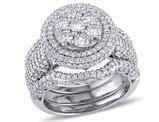 Diamond Engagement Ring & Wedding Band Bridal Set 2.46 Carat (ctw Color H-I Clarity I2-I3) in 10K White Gold