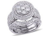 2.46 Carat (ctw H-I I2-I3) Diamond Engagement Ring & Wedding Band Bridal Set 10K White Gold