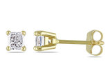 Princess Cut Diamond Solitaire Stud Earrings 1/2 Carat (Clarity I1-I2 Color H-I ctw) in 14K Yellow Gold 