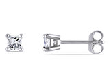 1/3 Carat (ctw Color I-J Clarity I2-I3) Princess Cut Diamond Solitaire Stud Earrings in 14K White Gold