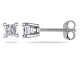 1/2 Carat (ctw) Princess Cut Diamond Solitaire Stud Earrings in 14K White Gold
