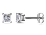 3/4 Carat (ctw I-J, I2-I3) Princess Cut Diamond Solitaire Stud Earrings  in 14K White Gold