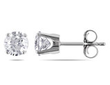 1.00 Carat (I2-I3 ,  I-J) Diamond Solitaire Stud Earrings  in 14K White Gold