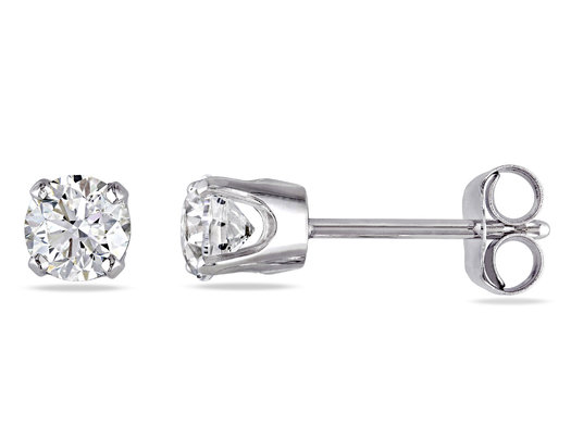 1/2 Carat (ctw I2-I3,  I-J) Diamond Solitaire Stud Earrings in 14K White Gold