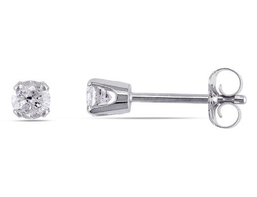 1/4 Carat (ctw I-J, I2-I3) Diamond Solitaire Stud Earrings in 14K White Gold