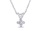 1/4 Carat (ctw) Princess Cut Solitaire Diamond Pendant in 14K White Gold with Chain
