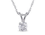 Diamond Solitaire Pendant 1/3 Carat (ctw I1-I2, H-I) in 14K White Gold with Chain