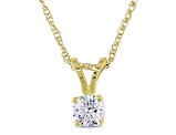 Diamond Solitaire Pendant 1/4 Carat (ctw I-J,I2-I3) in 14K Yellow Gold with Chain