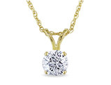 1/2 Carat (ctw I-J, I2-I3) Diamond Solitaire Pendant Necklace in 14K Yellow Gold with Chain