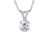 Diamond Solitaire Pendant 1/2 Carat (ctw I2-I3, I-J) in 14K White Gold with Chain