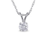 Diamond Solitaire Pendant 1/3 Carat (ctw I2-I3 , I-J) in 14K White Gold with Chain