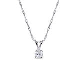Diamond Solitaire Pendant 1/4 ctw (Carat) in 14K White Gold with Chain