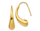 14K Yellow Gold Puffed Teardrop Hook Earrings