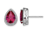9/10 Carat (ctw) Lab Created Ruby Drop Earrings in Sterling Silver with Synthetic Cubic Zirconias