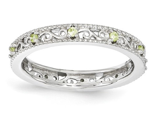 Sterling Silver Stackable Green Peridot Band Ring