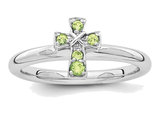 Ladies Sterling Silver Rhodium Peridot Cross Ring