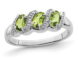 7/10 Carat (ctw) Peridot and Diamond Ring in Sterling Silver