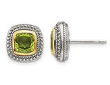 Natural Green Peridot Earrings in Sterling Silver with 14K Gold Accents