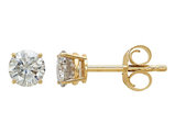 Synthetic Moissanite Solitaire Earrings 0.44 Carat (ctw) 4.00mm in 14K Yellow Gold