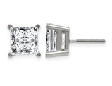 3/4 Carat (ctw) Princess-Cut Synthetic Moissanite Solitaire Earrings in 14K White Gold (4.0mm)