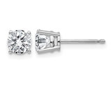7/8 Carat (ctw) Synthetic Moissanite Solitaire Earrings 5.0mm in 14K White Gold (1 Carat Diamond Look)