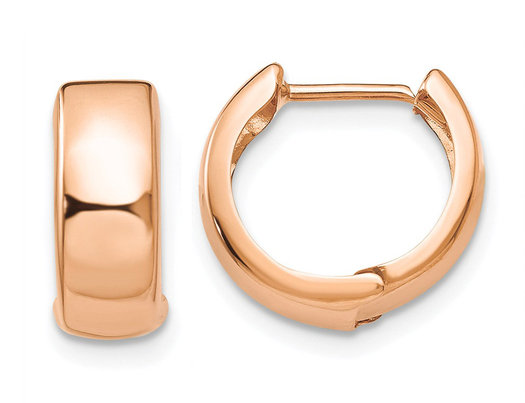 14K Rose Pink Gold Hinged Hoop Earrings