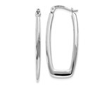 14K White Gold Polished Rectangle Hoop Earrings