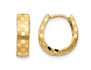 14K Yellow Gold Diamond Cut 4mm Patterned Hinged Huggie Hoop Earrings