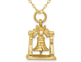 Liberty Bell Charm Pendant Necklace in 14K Yellow Gold