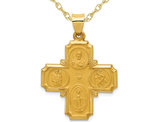 Four Way Cross Medal Pendant in 14K Yellow Gold