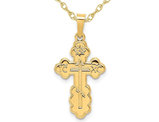 14K Yellow Gold Eastern Orthodox Cross Charm Pendant Necklace with Chain