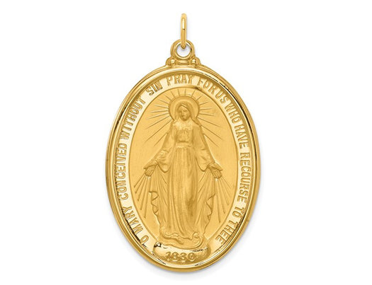 14K Yellow Gold Miraculous Oval Religious Medal Pendant ( No Chain)