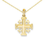 14K Yellow Gold Jerusalem Cross Pendant Necklace with Chain