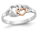 Ladies 14K White & Rose Pink Gold-plated Polished Double Heart Ring