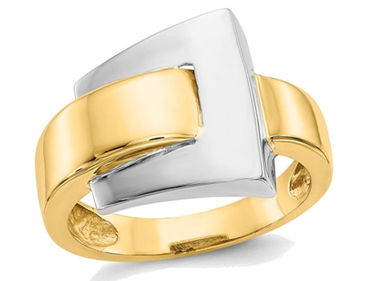 Ladies 14K Yellow and White Gold Polished Buckle Ring