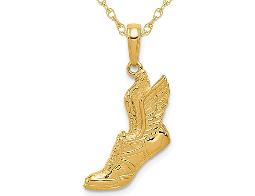 Running Shoe Pendant Necklace in 14K Yellow Gold