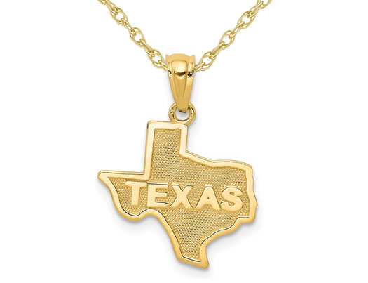 14K Yellow Gold State of Texas Pendant Necklace with Chain